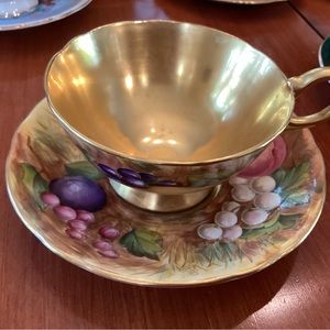 Aynsley English bone china teacup and saucer. Gold Orchard.